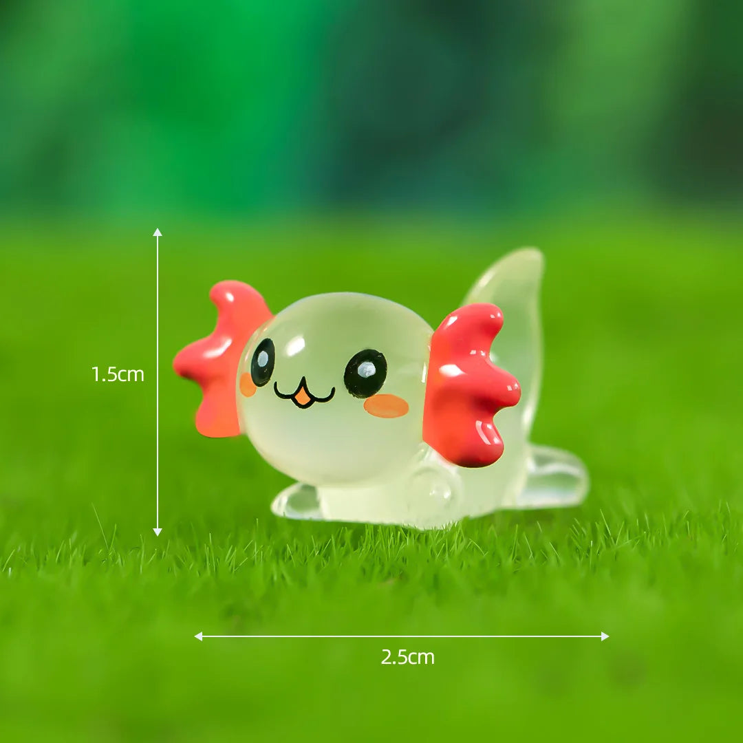 8-15PCS Glow-in-the-Dark Axolotl Miniatures for Microlandscape & Fish Tank Deco