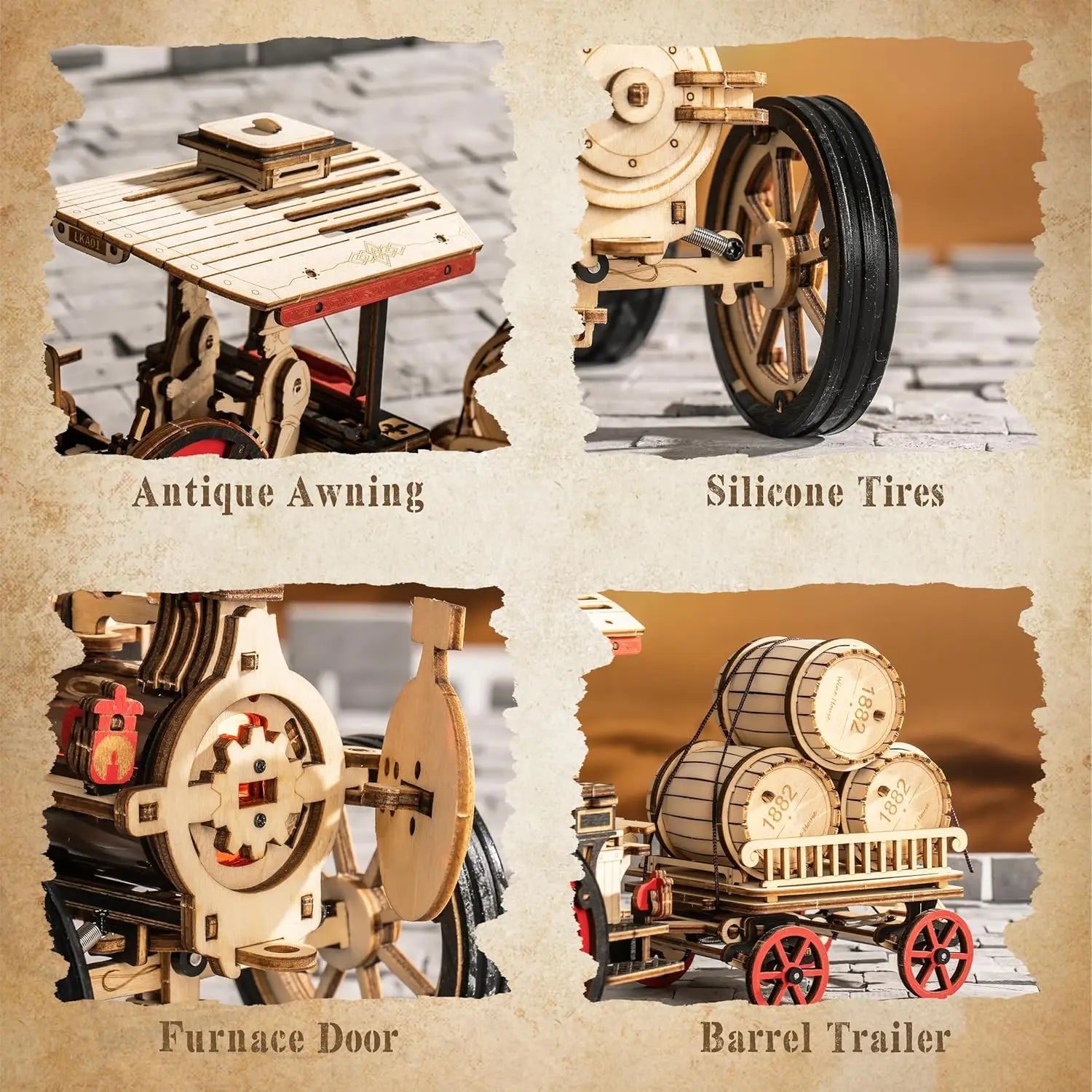 Robotime Rokr 3D Wooden Steam Locomotive Puzzle Kit