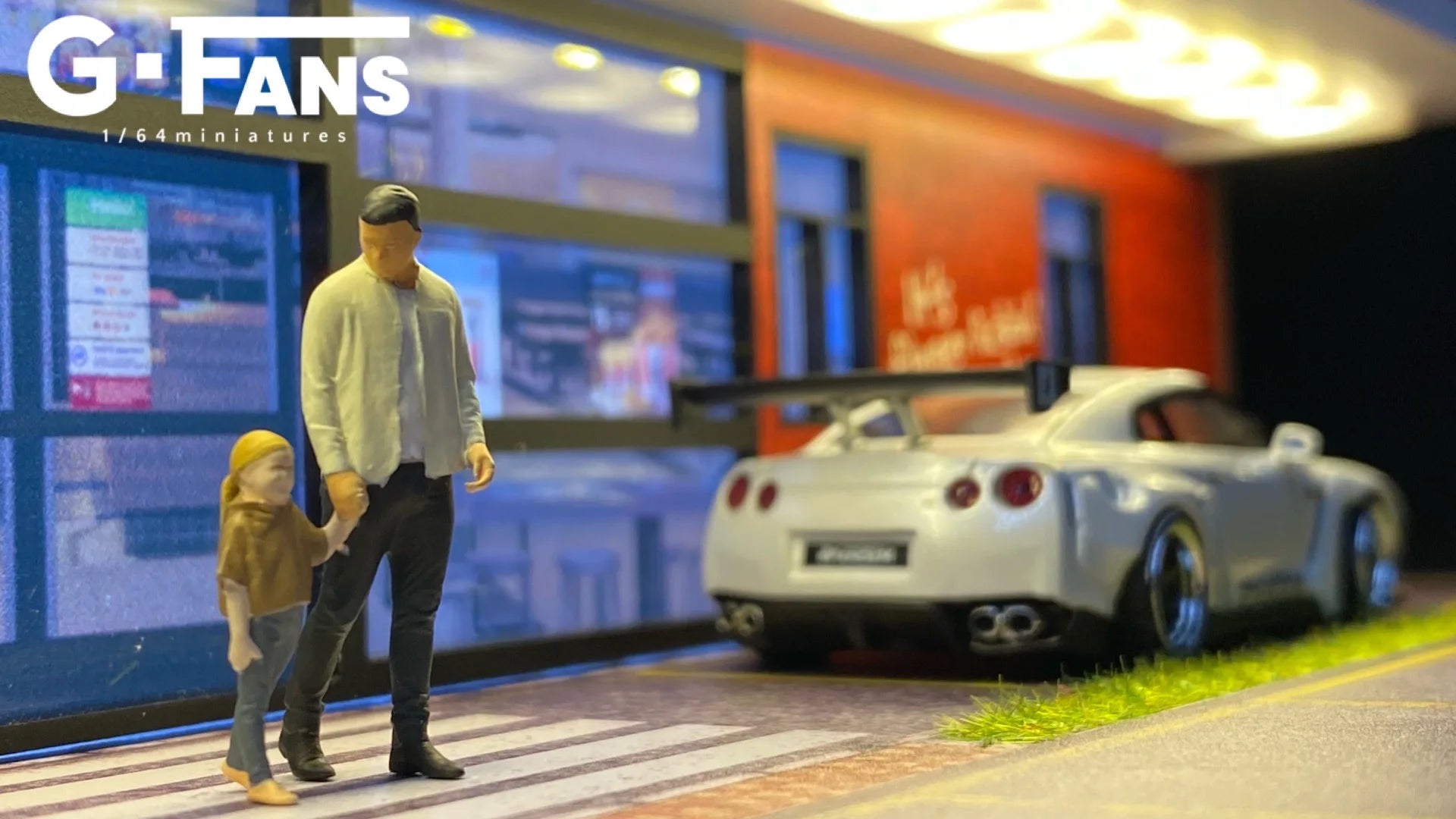 GFans 1:64 Scale Car Garage Diorama Model with LED Lights