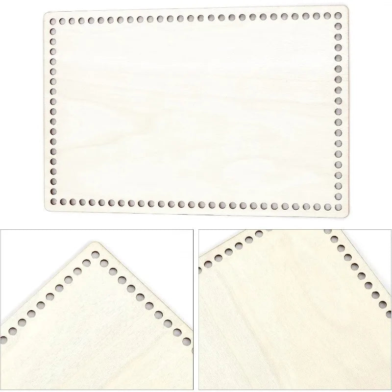 Wooden Rectangle Crochet Basket Bottom (3 Sizes)