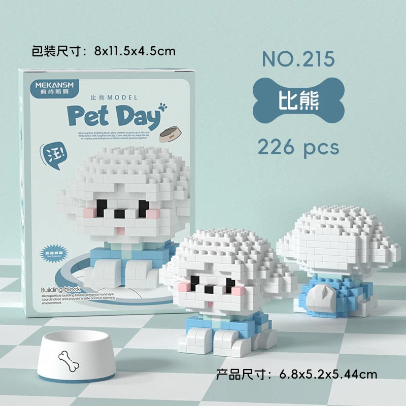 HUIQIBAO Mini Pet Micro Building Blocks – Dog & Cat Models