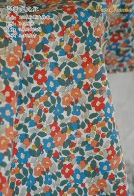 Blue White Porcelain Rose Cotton Poplin Fabric 140x50cm