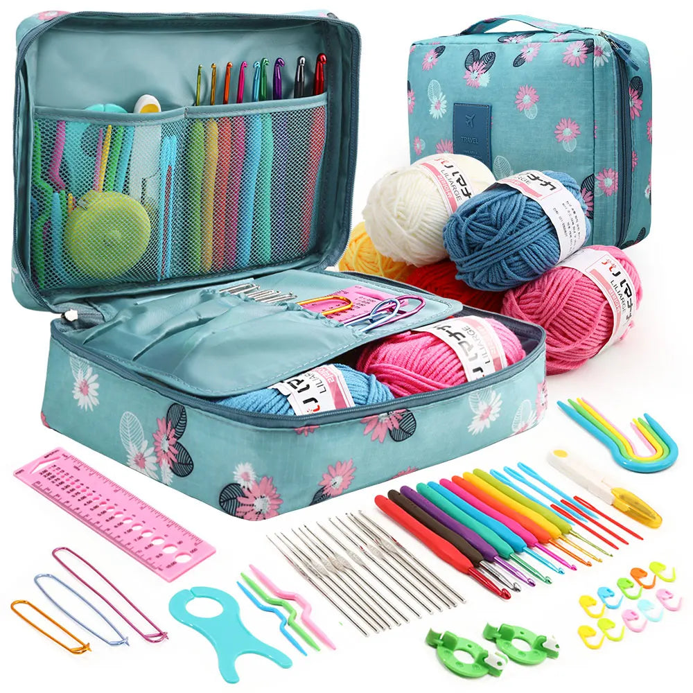Gradient Cotton Yarn & 59pcs Crochet Hook Kit – DIY Beginner Knitting Set