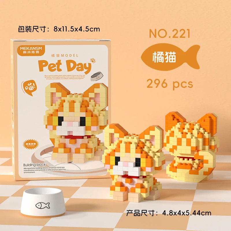 HUIQIBAO Mini Pet Micro Building Blocks – Dog & Cat Models