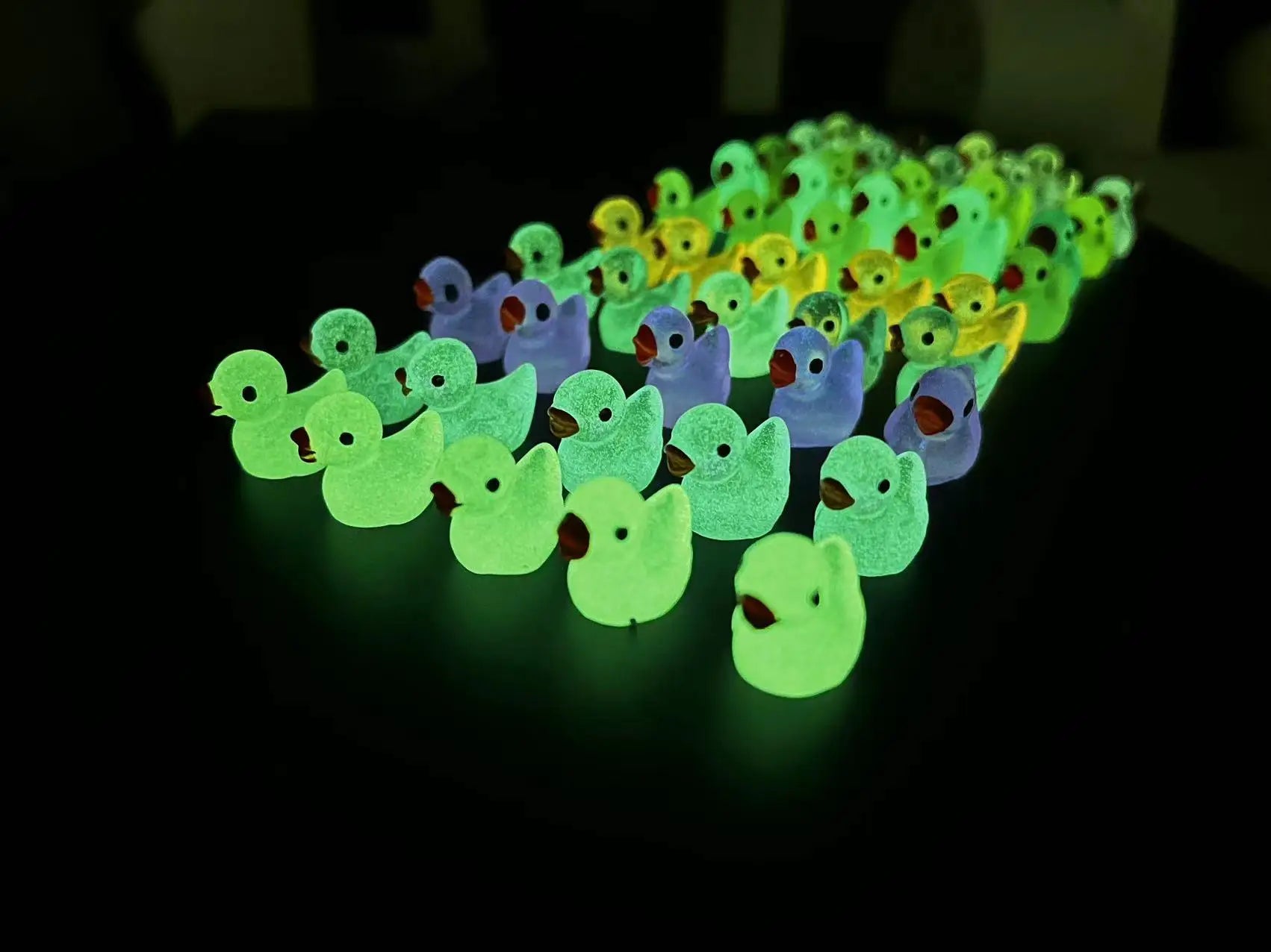 50pcs Luminous Mini Duck Figurines for Fairy Garden Decor