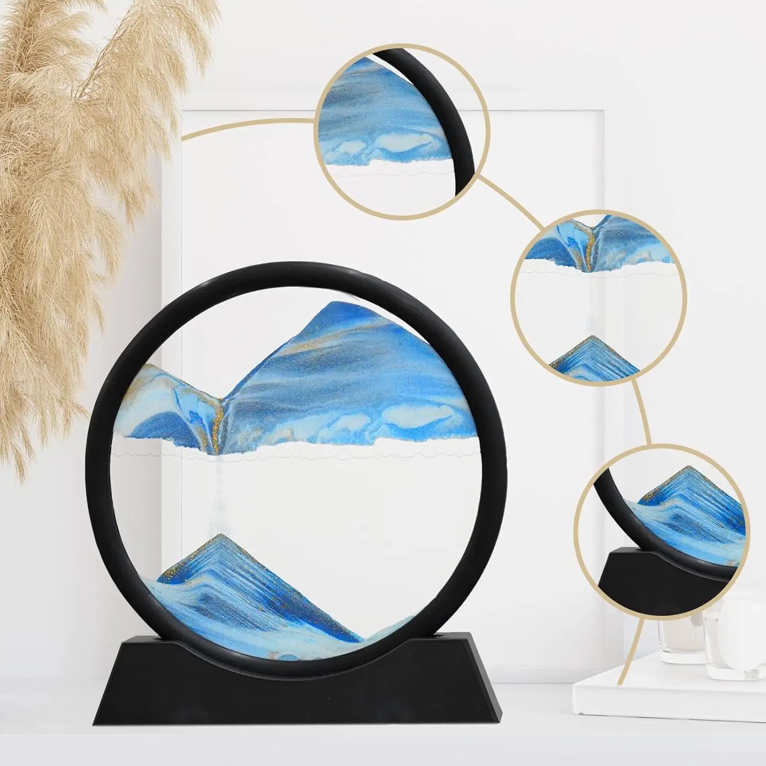 3D Moving Sand Art – Round Glass Quicksand Hourglass Decor
