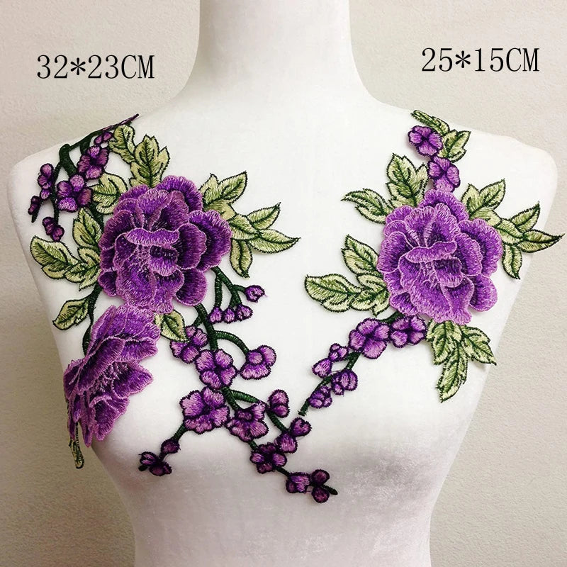 3D Flower Embroidery Applique Patch – 2Pcs Set