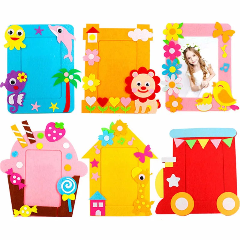 3Pcs DIY Cartoon Animal 6-Inch Photo Frame Craft Set for Kids