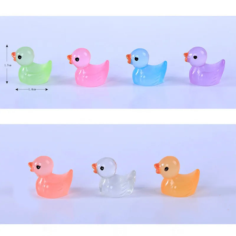 50pcs Luminous Mini Duck Figurines for Fairy Garden Decor
