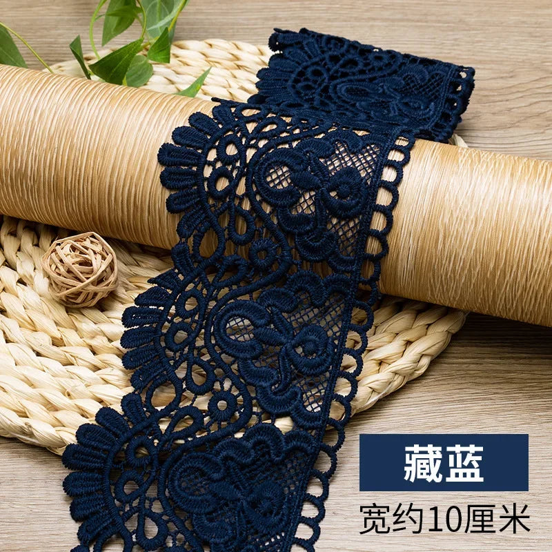 10cm Hollow Floral Embroidered Elastic Lace Trim