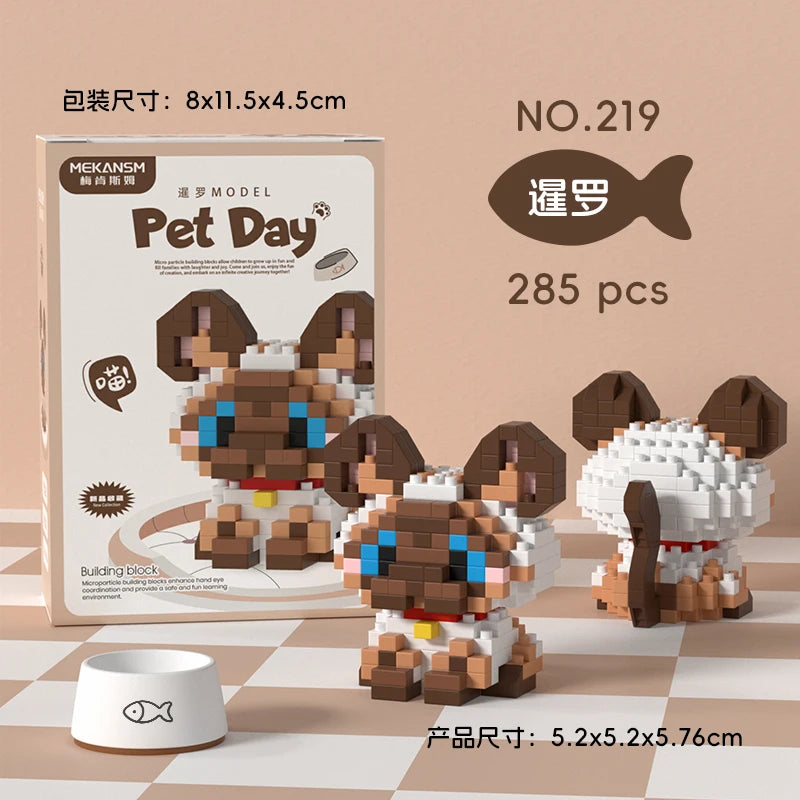 HUIQIBAO Mini Pet Micro Building Blocks – Dog & Cat Models