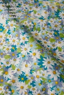 Blue White Porcelain Rose Cotton Poplin Fabric 140x50cm