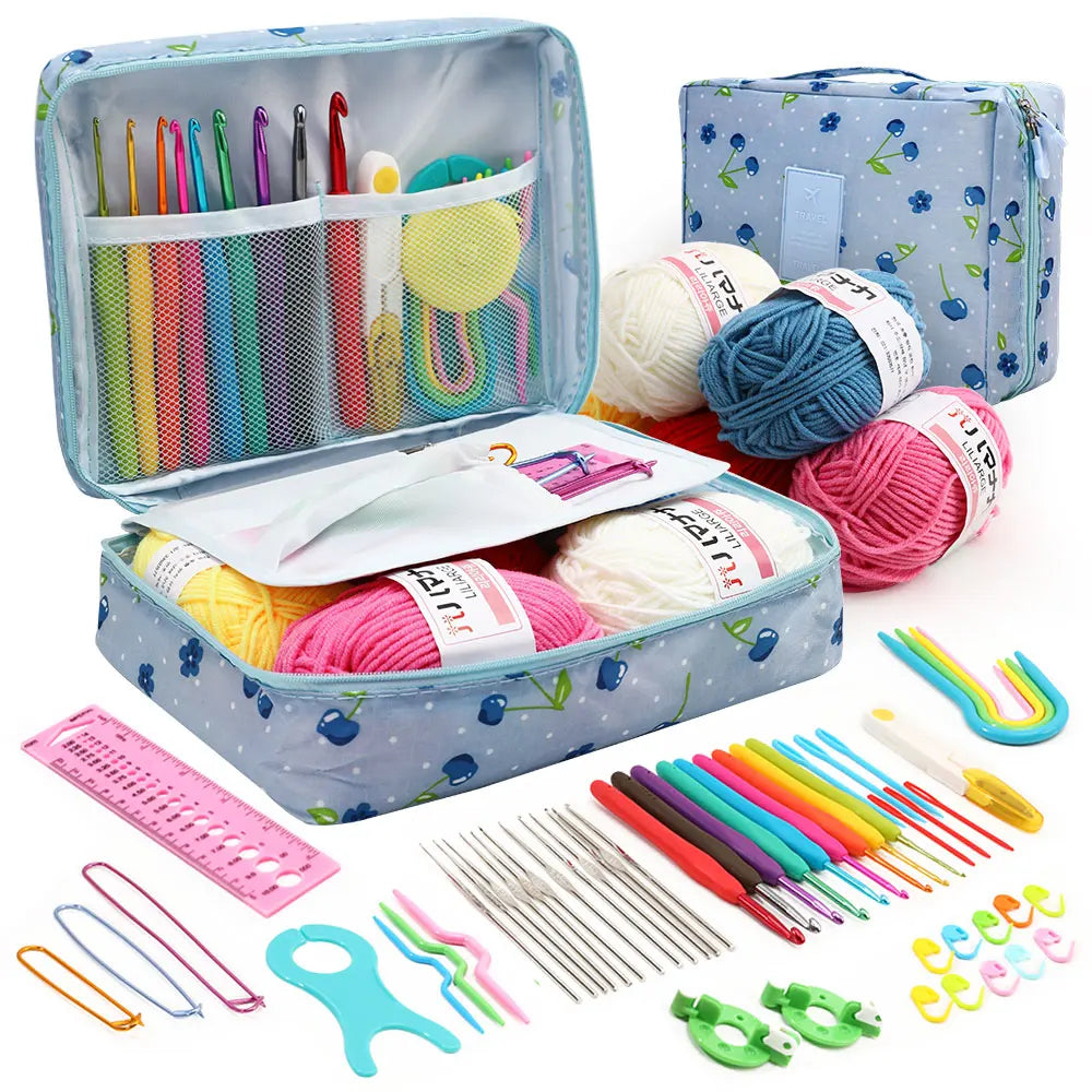 Gradient Cotton Yarn & 59pcs Crochet Hook Kit – DIY Beginner Knitting Set