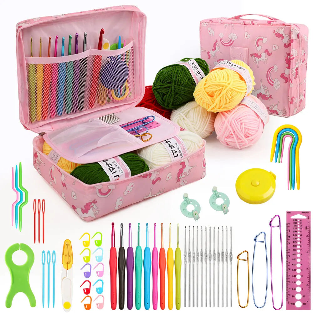 Gradient Cotton Yarn & 59pcs Crochet Hook Kit – DIY Beginner Knitting Set