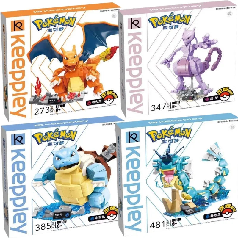 Pokémon Building Block Figures – Charizard, Mewtwo, Venusaur Models