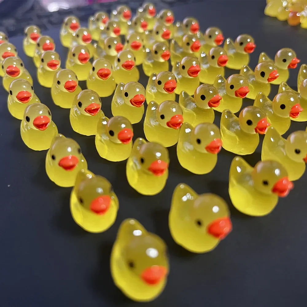50pcs Luminous Mini Duck Figurines for Fairy Garden Decor