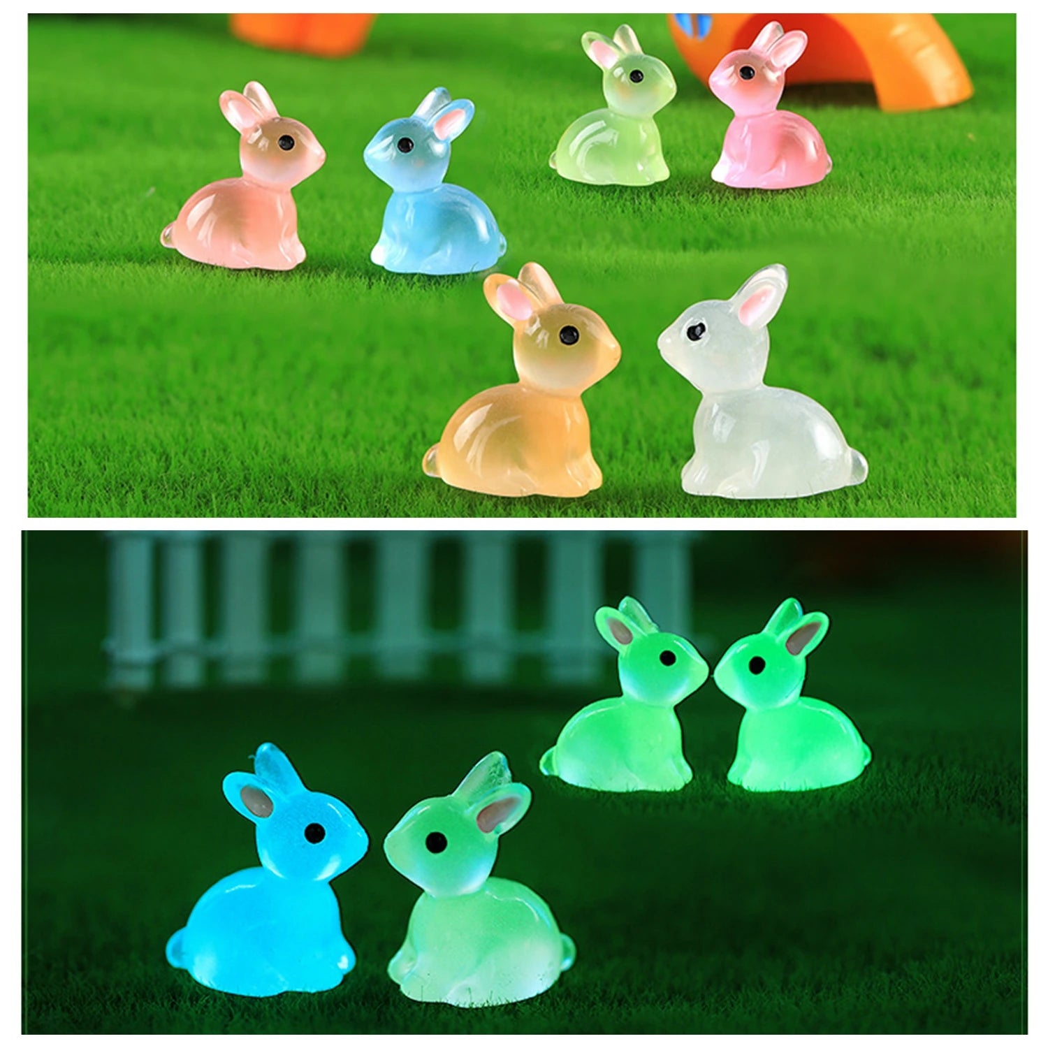 Mini Glow-in-the-Dark Animal and Mushroom Figurines for Fairy Garden