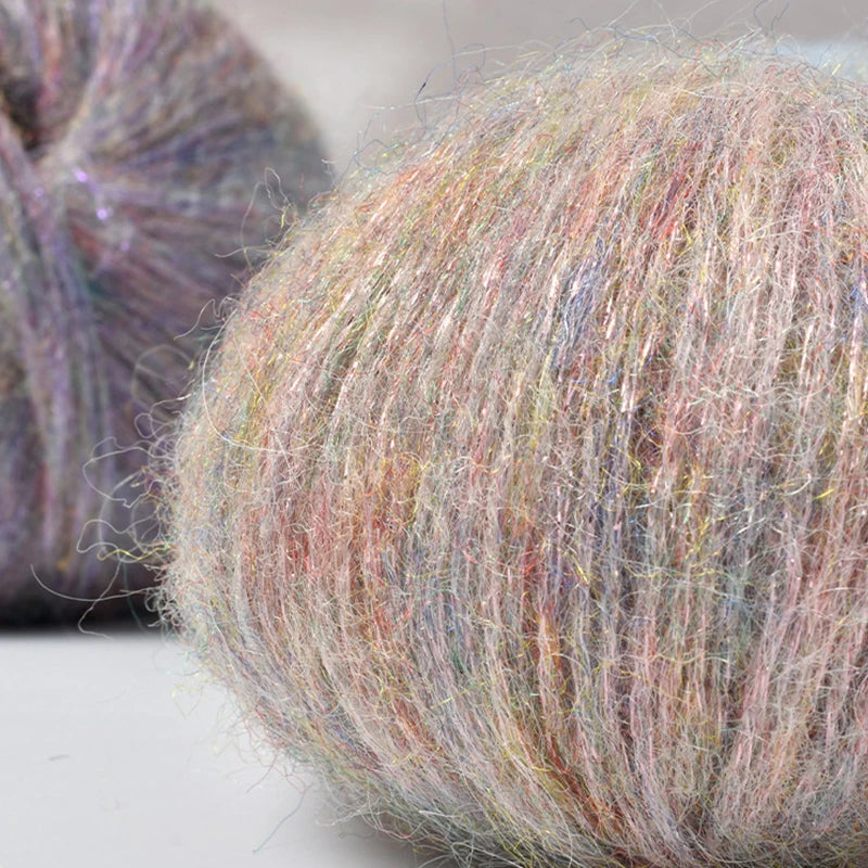 25g Golden Sequin Mohair Yarn – Soft Crochet & Knitting Wool