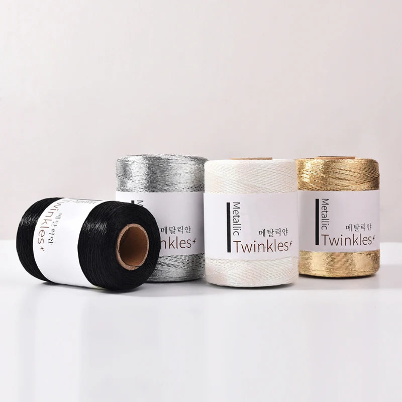 200g Metallic Glitter Yarn – Gold & Silver Thread for DIY Crochet & Knitting