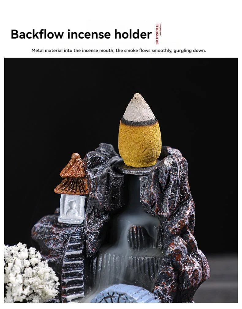 Backflow Waterfall Incense Burner with Cones for Aromatherapy and Home Decor