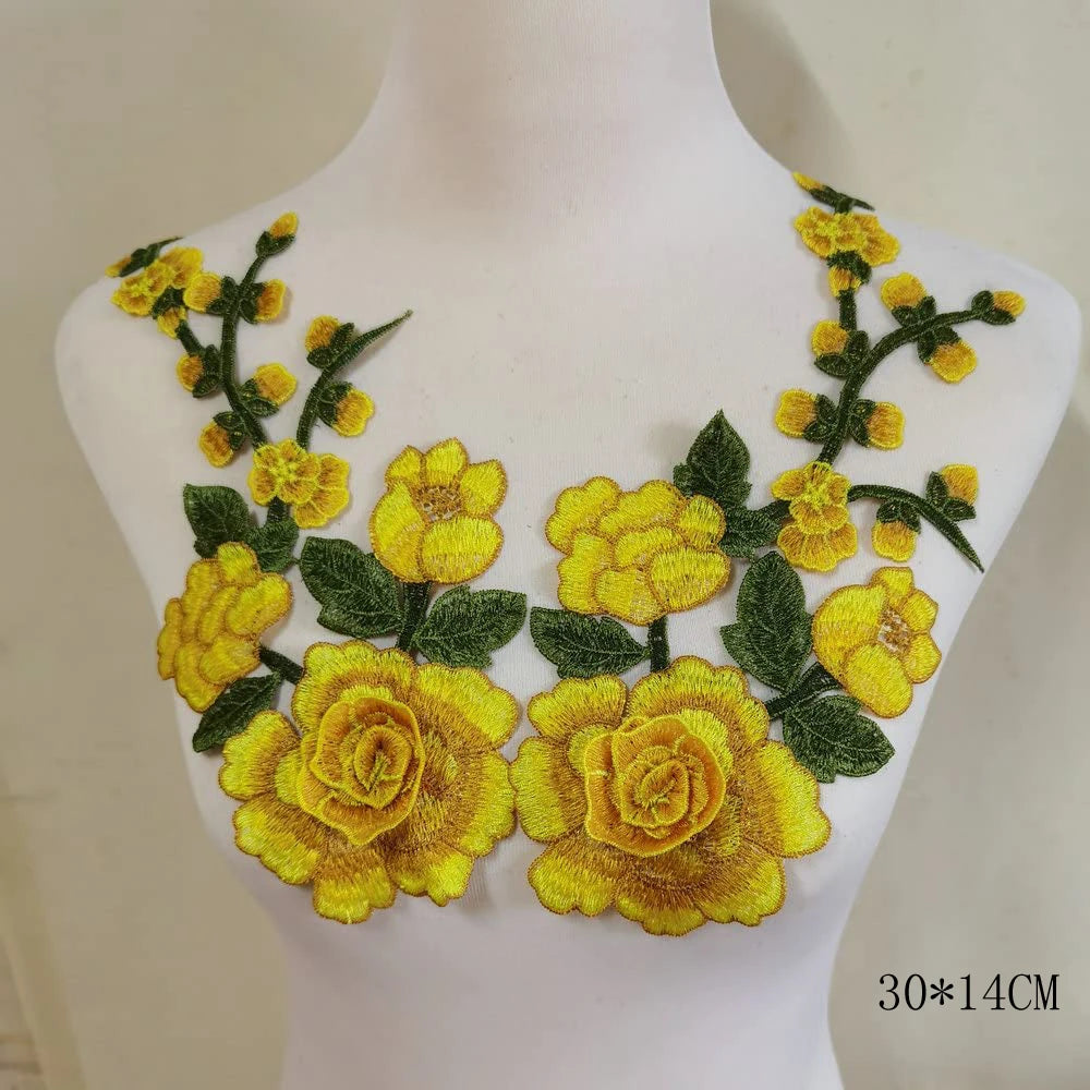 3D Flower Embroidery Applique Patch – 2Pcs Set