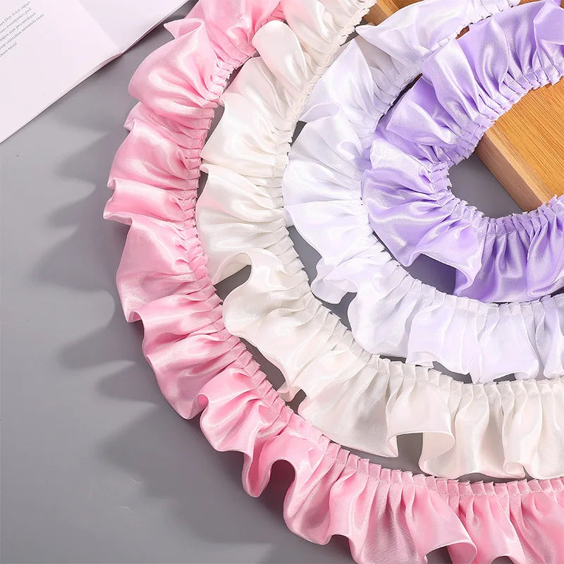 12-Color Reflective Ruffled Lace Fabric for DIY Crafts