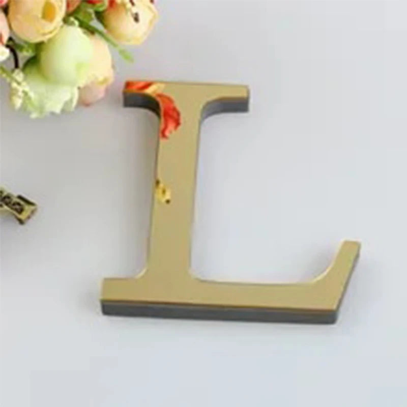 3D Mirror Acrylic Gold Letter Wall Stickers 10CM