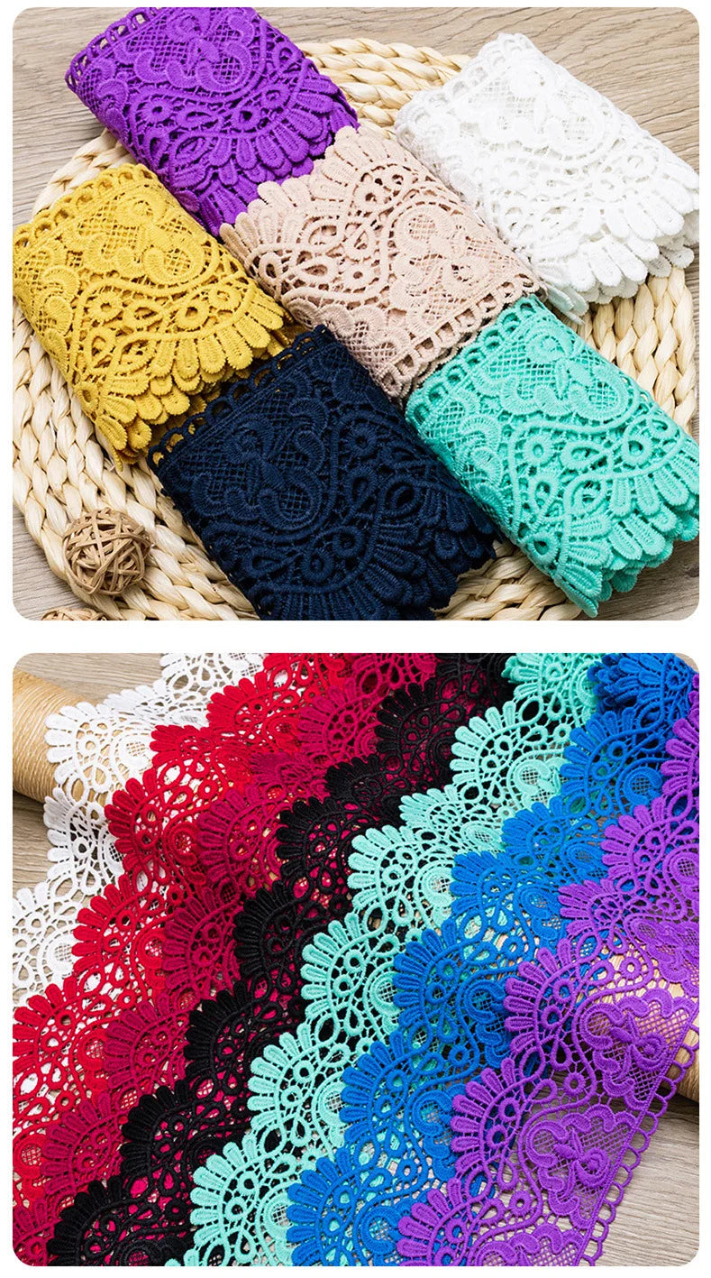 10cm Hollow Floral Embroidered Elastic Lace Trim