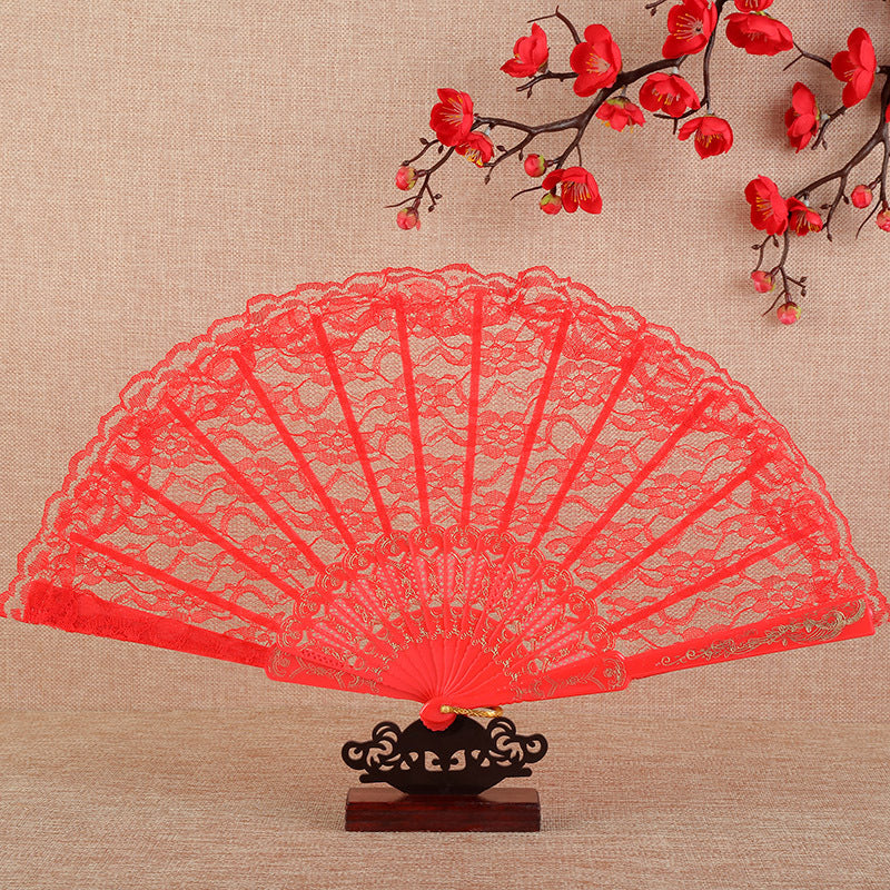 Retro Lace Folding Hand Fan for Dance and Decor
