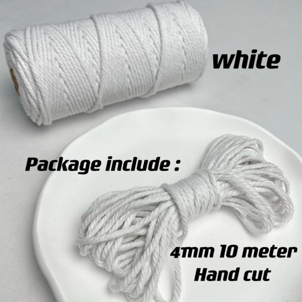 10m 4mm Braided Cotton Macrame Rope – Natural DIY Craft Cord