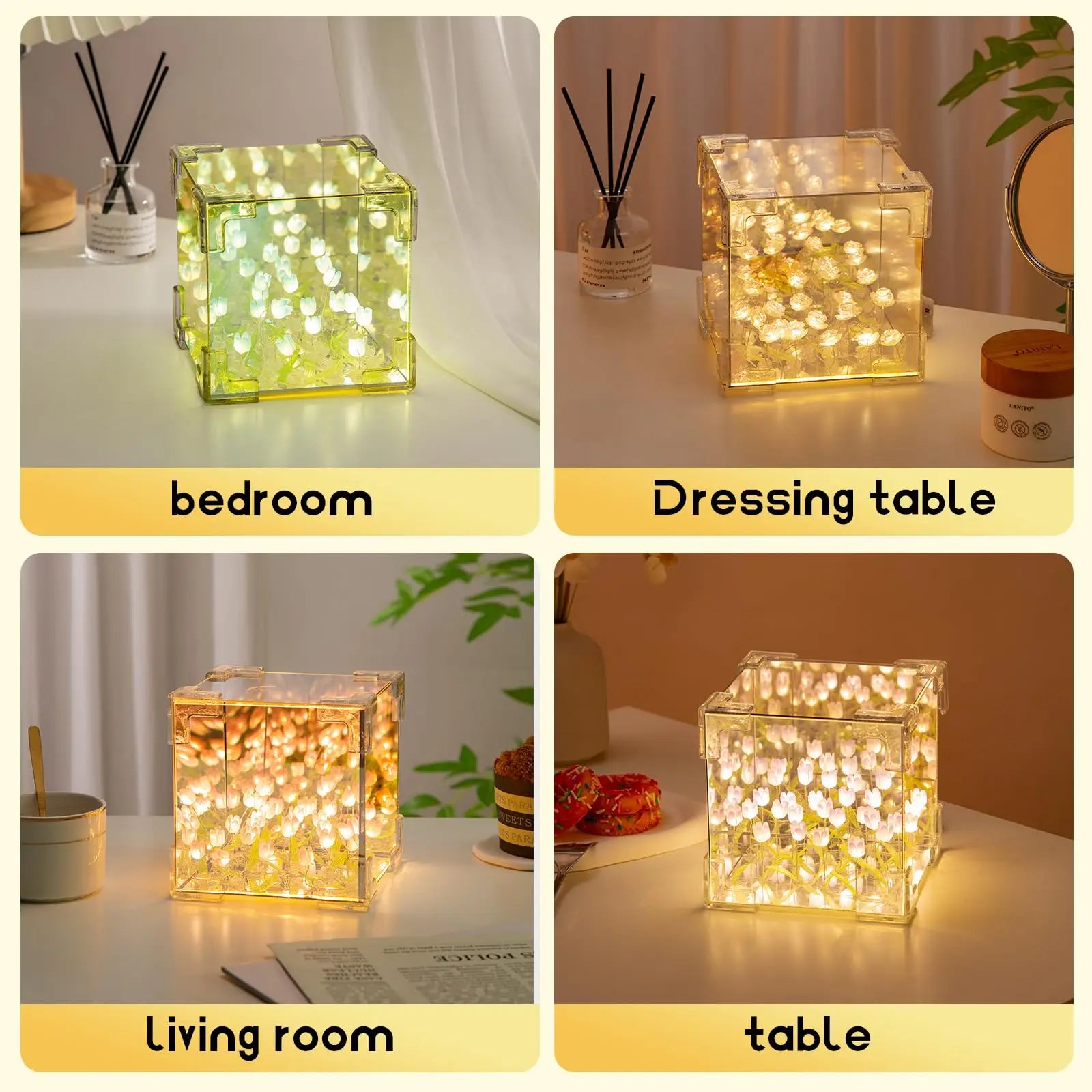 DIY Tulip LED Night Light & Mirror Cube Gift