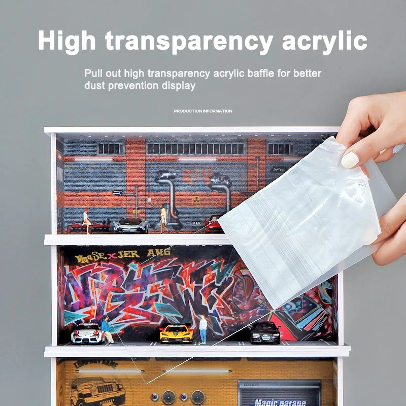 1/64 Scale Garage Model Scene with Lights – Diorama Decoration1/64 Scale Garage Model Scene with Lights – Diorama Decoration