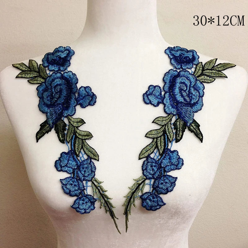 3D Flower Embroidery Applique Patch – 2Pcs Set