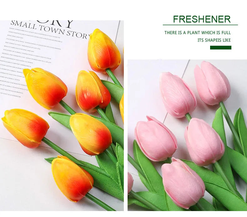 Silicone Artificial Tulip Bouquet – Realistic Floral Stems for Home & Wedding Decor