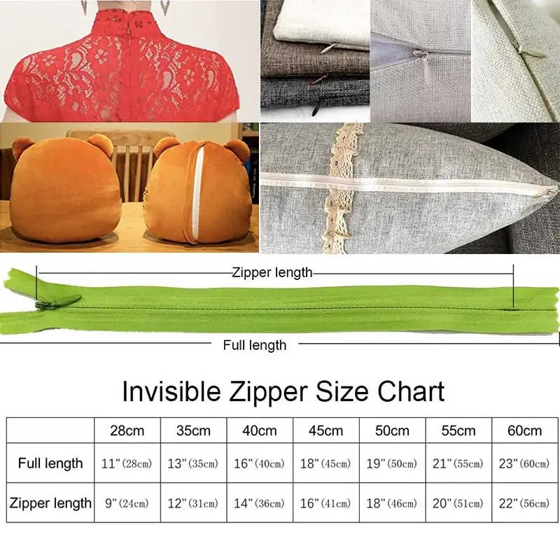 10pcs Nylon Invisible Zippers for Sewing