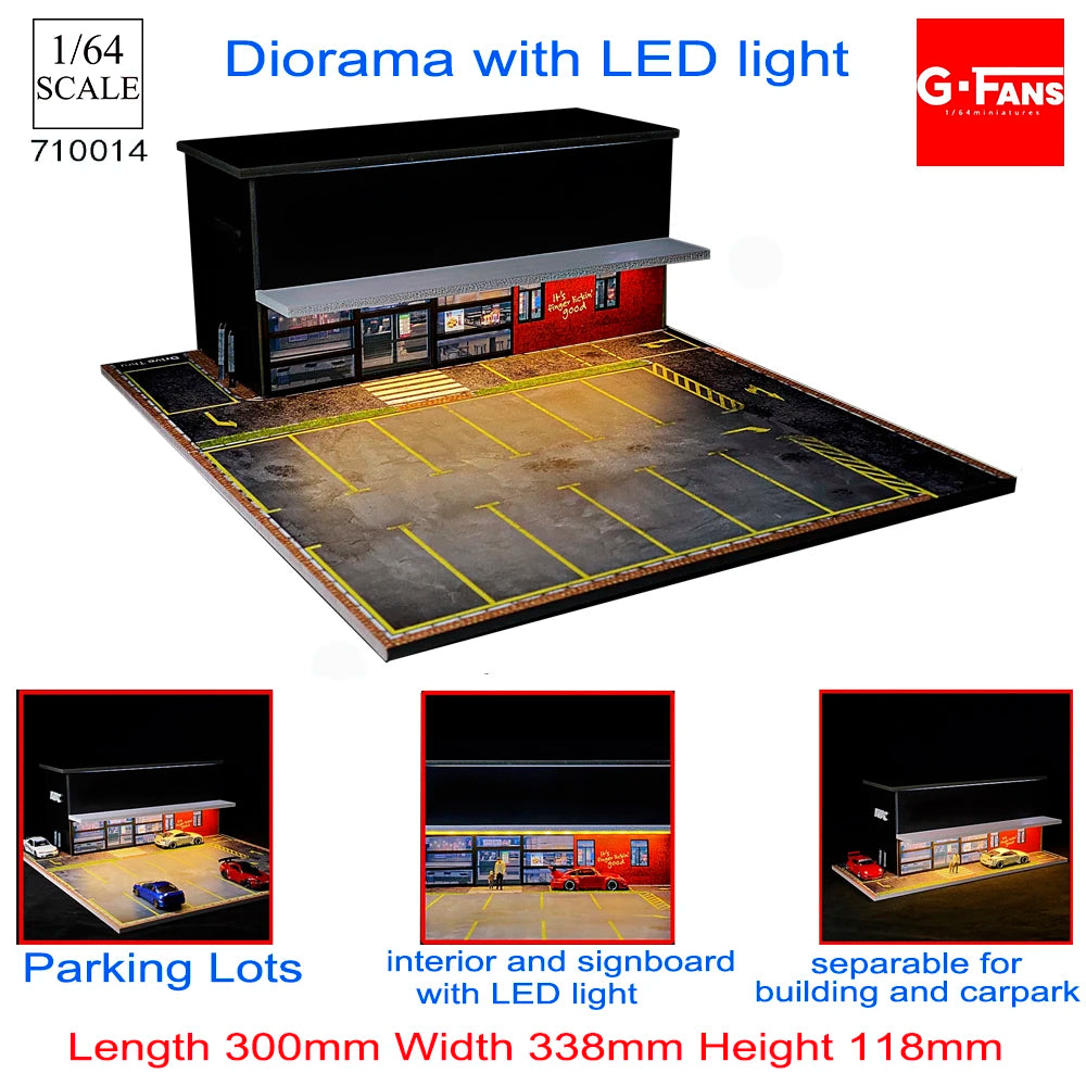 GFans 1:64 Scale Car Garage Diorama Model with LED Lights