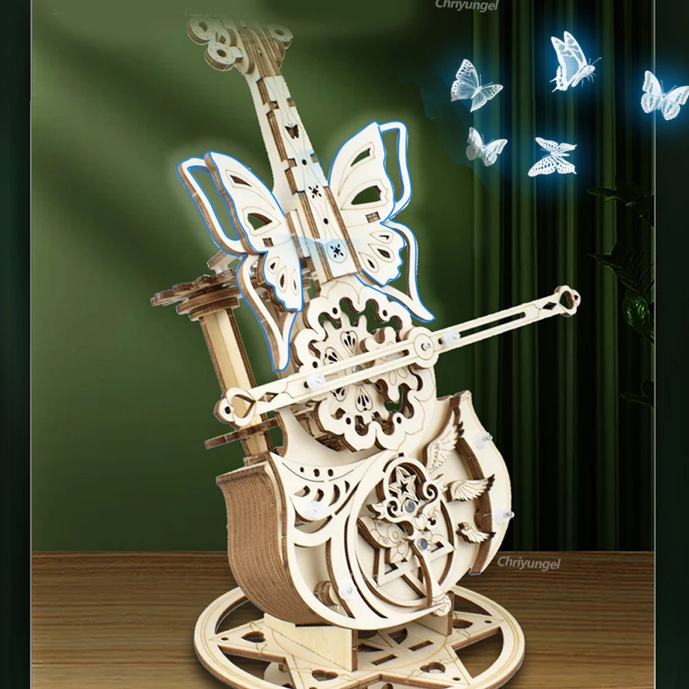 3D Wooden Cello Puzzle DIY Music Box Model Kit