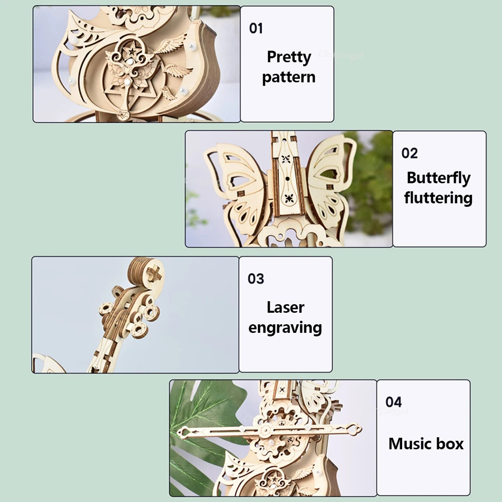 3D Wooden Cello Puzzle DIY Music Box Model Kit