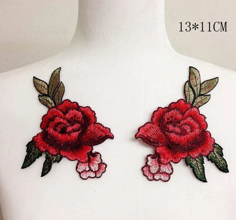 3D Flower Embroidery Applique Patch – 2Pcs Set