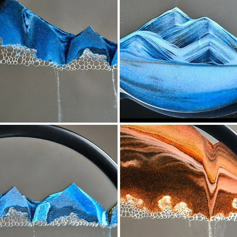 3D Moving Sand Art – Round Glass Deep Sea Quicksand Decor
