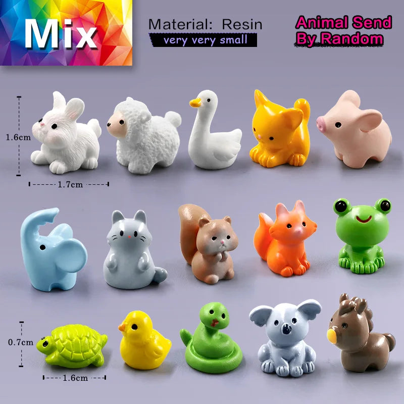 10Pcs Mini Animal Figurines Garden Decorations