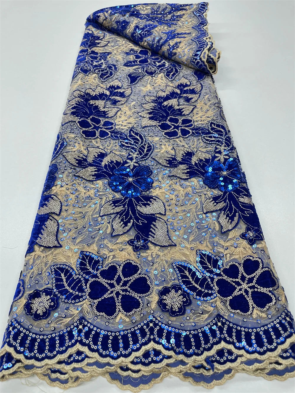 African Sequin Velvet Lace Fabric for Dressmaking RC129
