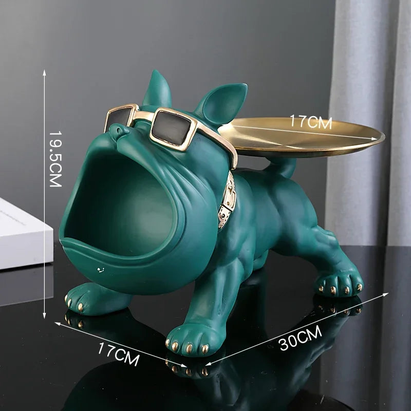 Bulldog Resin Figurine Storage Box for Home Decor
