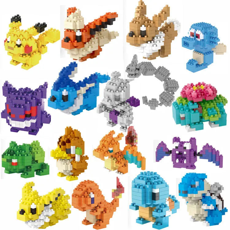 Mini Pokémon Building Blocks – Pikachu, Charizard, Eevee & More