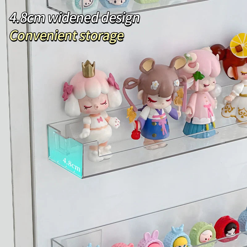 Wall-Mounted Clear Acrylic Display Rack for Dolls and Collectibles