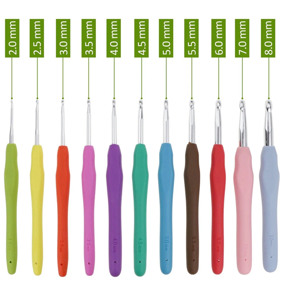 Aluminum Crochet Hook Set (2.0mm–8.0mm) with Storage Bag