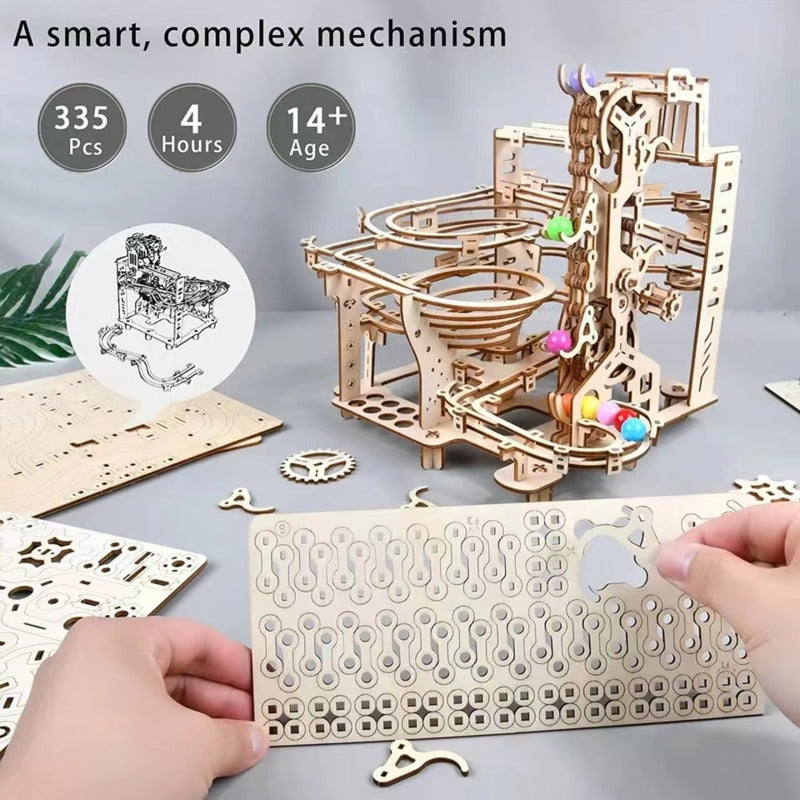 3D Wooden Marble Run Puzzle – 335PCS DIY STEM Kit
